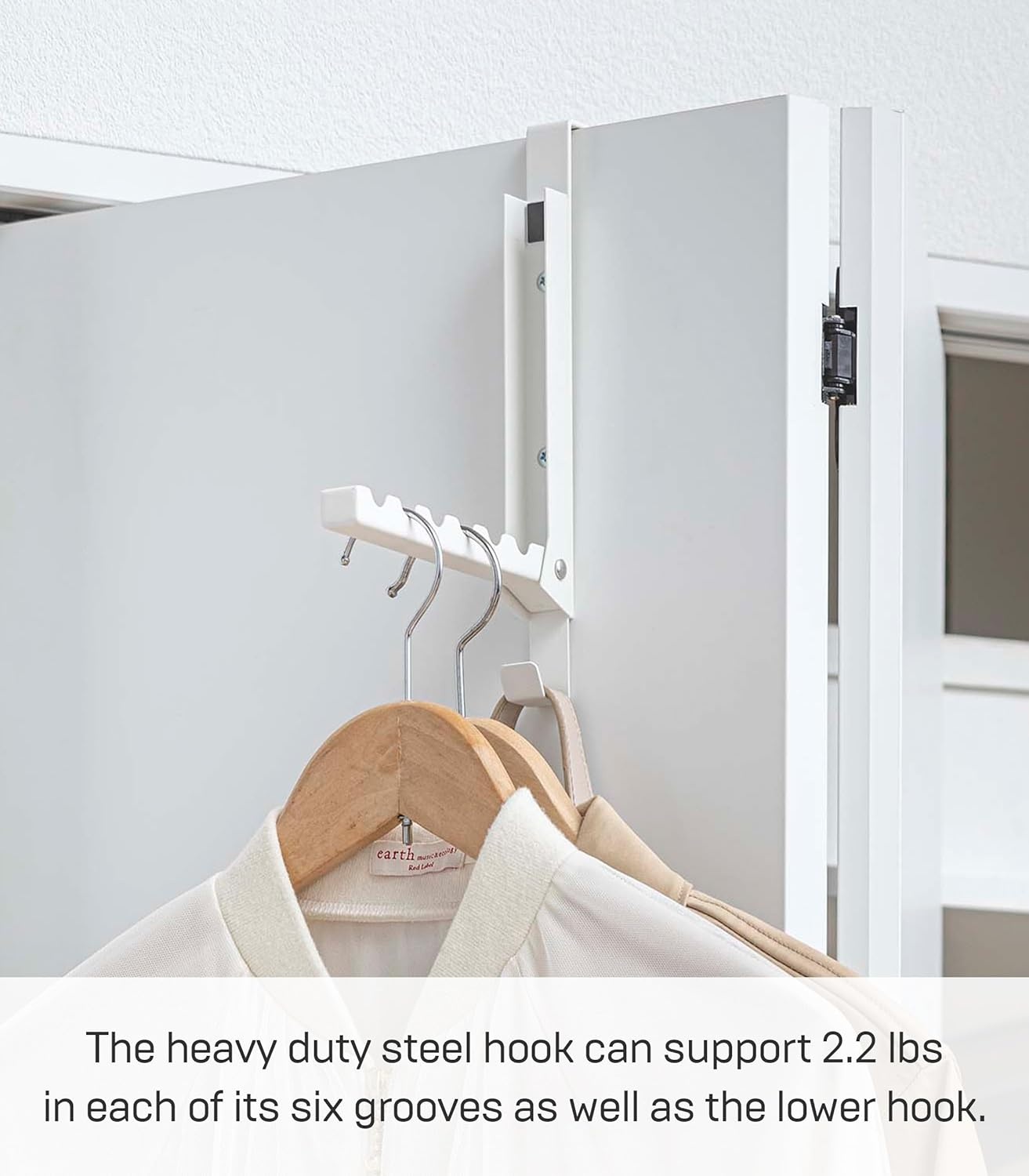 image:imageYAMAZAKI Home Smart Over The Door Coat Hook Organizer Collapsible Foldable Rack for Entryway Or Bedroom Closet 2Hook SteelWhite