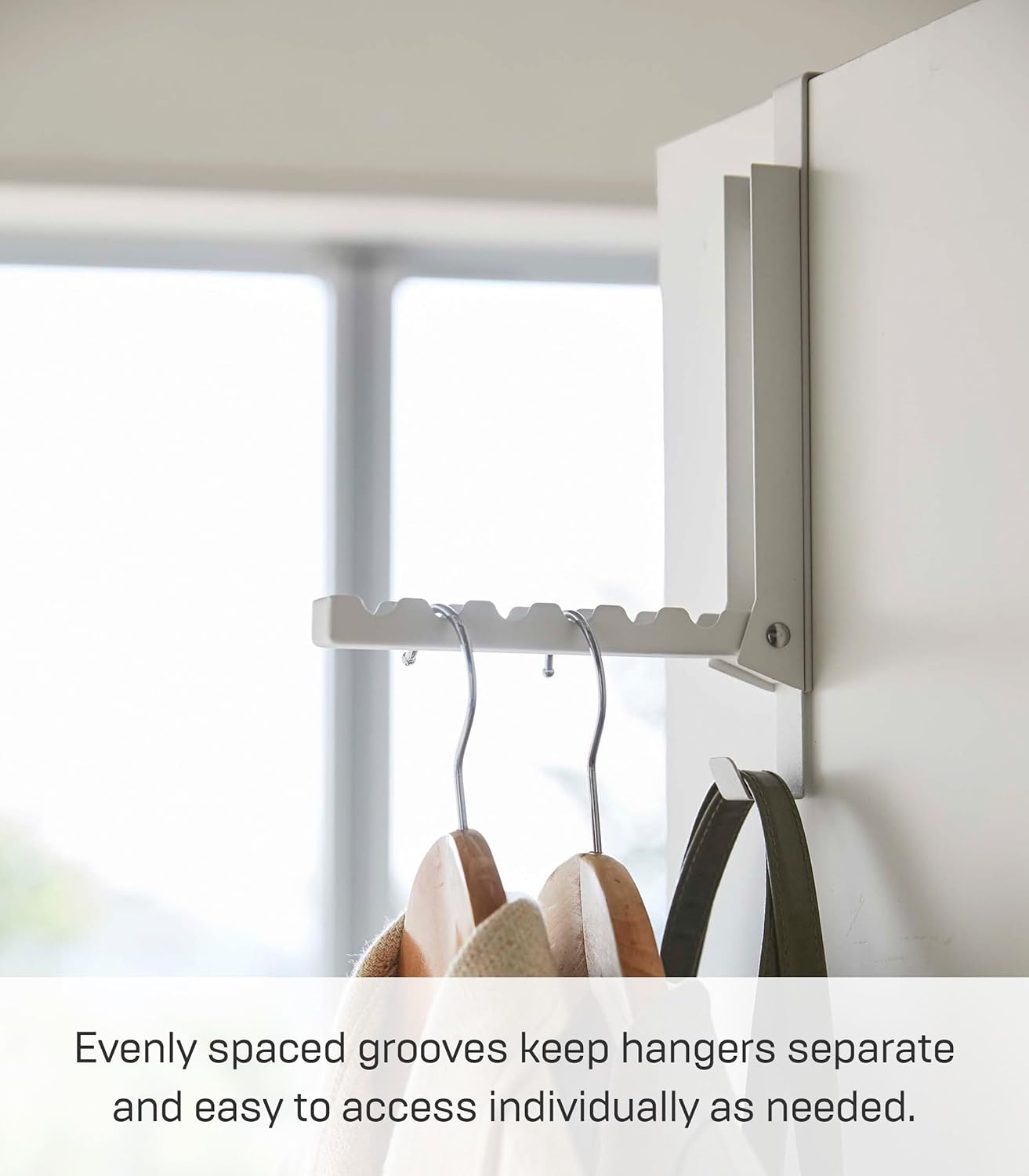 image:imageYAMAZAKI Home Smart Over The Door Coat Hook Organizer Collapsible Foldable Rack for Entryway Or Bedroom Closet 2Hook SteelWhite