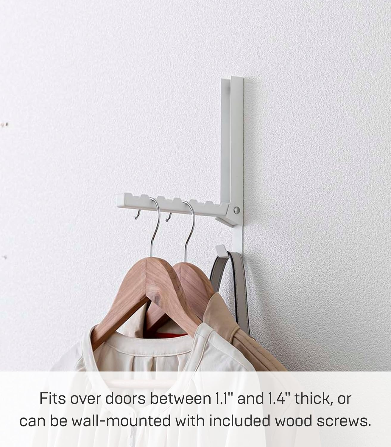 image:imageYAMAZAKI Home Smart Over The Door Coat Hook Organizer Collapsible Foldable Rack for Entryway Or Bedroom Closet 2Hook SteelWhite