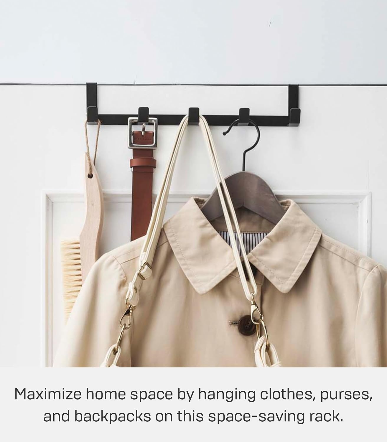 image:imageYAMAZAKI Home Smart Over The Door Hooks Hanging Coat Rack Wide SteelBlack