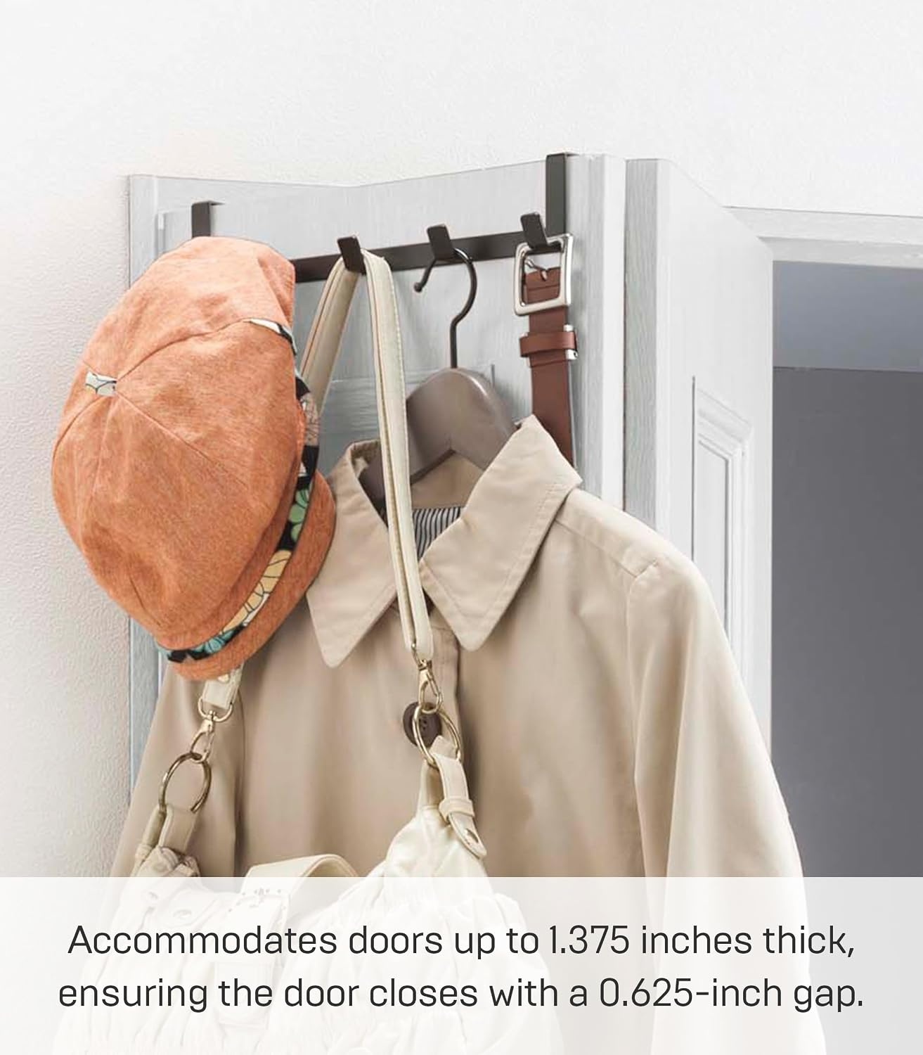 image:imageYAMAZAKI Home Smart Over The Door Hooks Hanging Coat Rack Wide SteelBlack