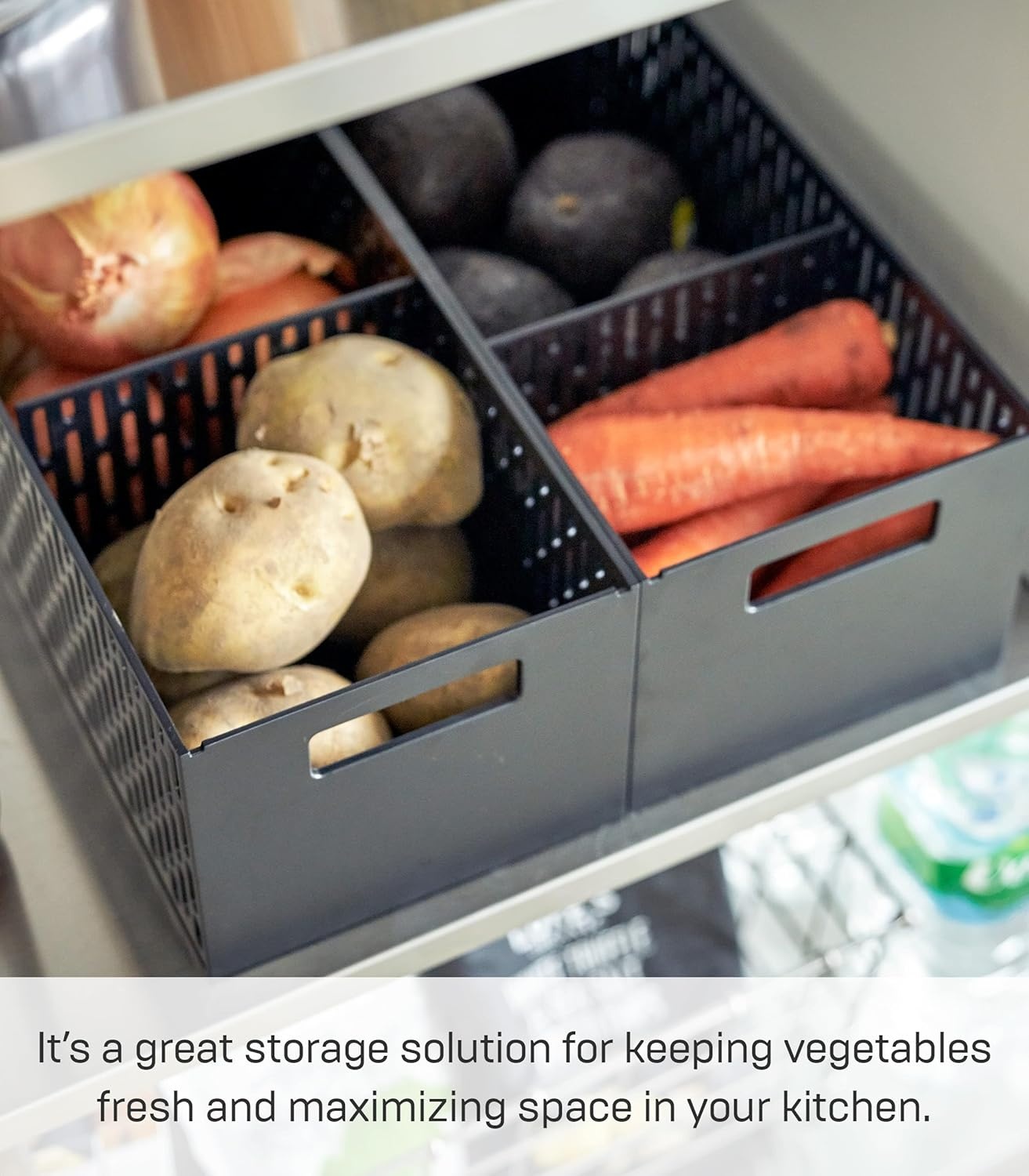 image:imageYAMAZAKI Home Stacking Baskets Fruit Basket Vegetable Basket ABS Plastic One Size BlackBlack