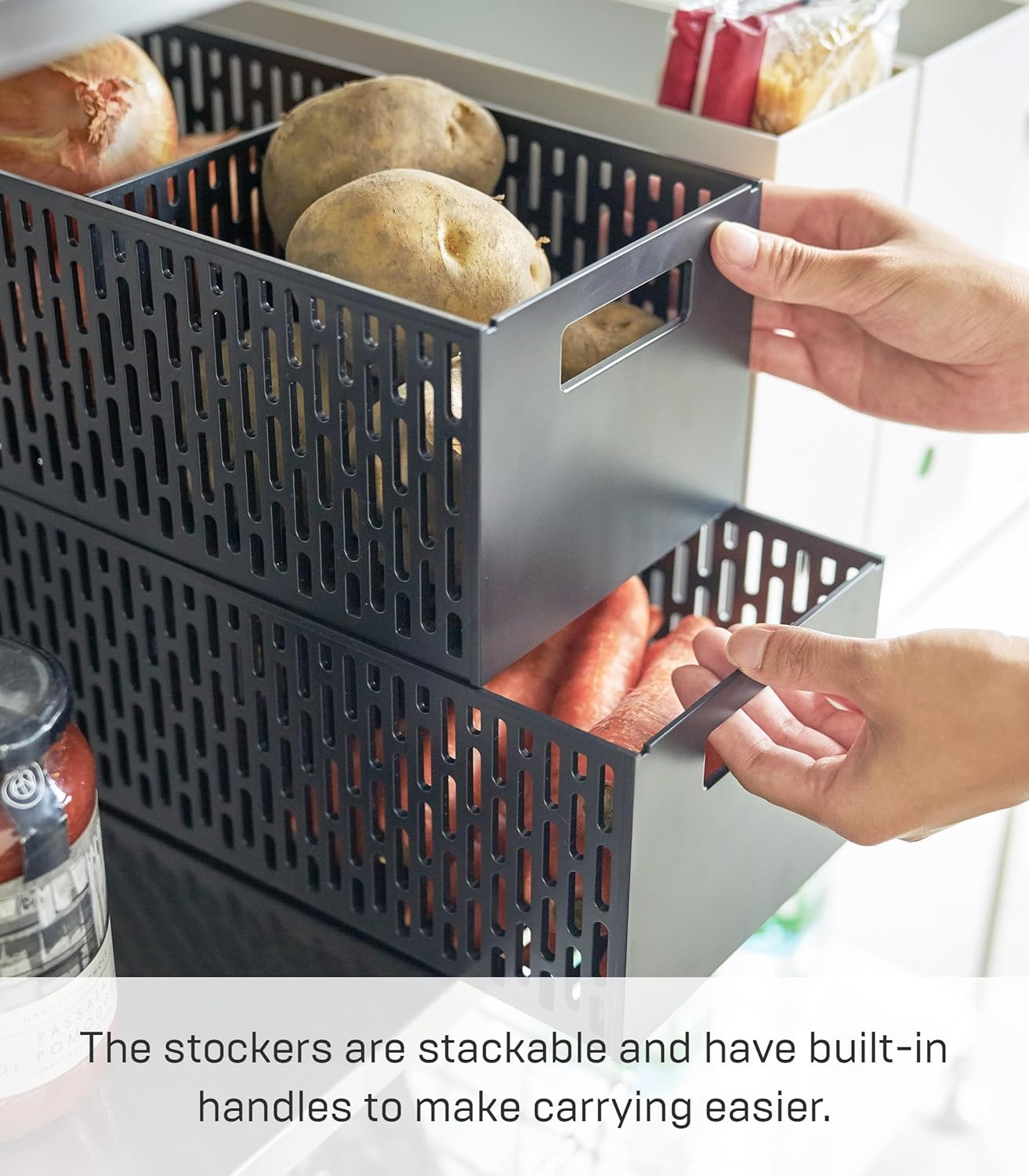 image:imageYAMAZAKI Home Stacking Baskets Fruit Basket Vegetable Basket ABS Plastic One Size BlackBlack