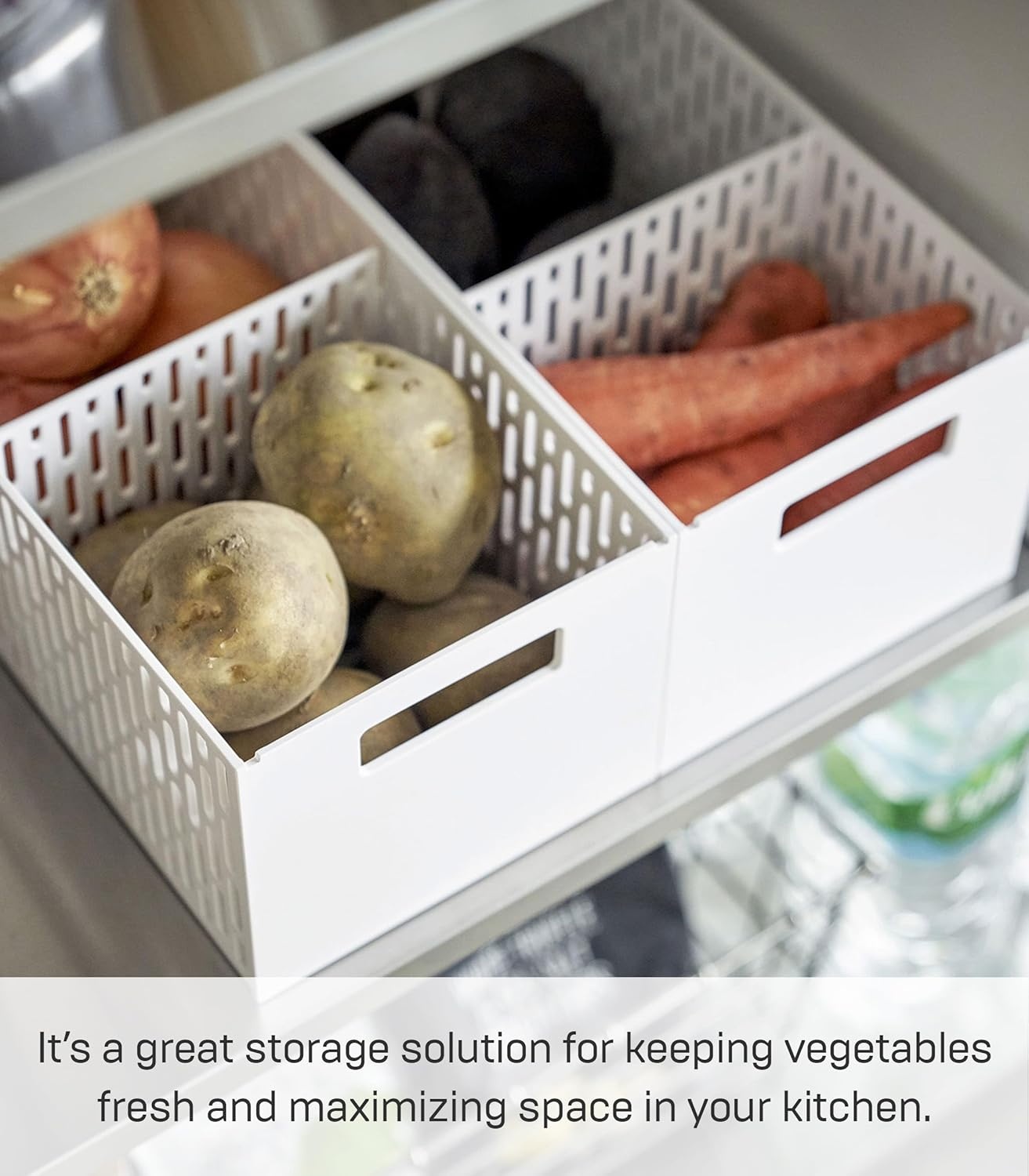 image:imageYAMAZAKI Home Stacking Baskets Fruit Basket Vegetable Basket ABS Plastic One Size BlackWhite