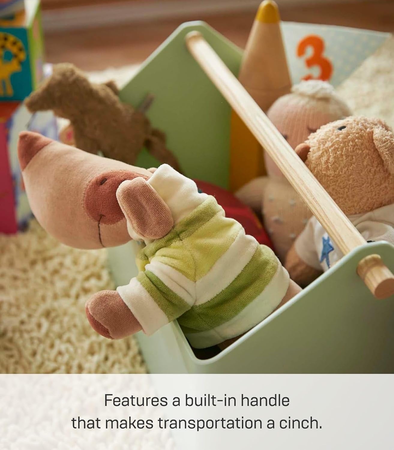 image:imageYAMAZAKI Home Storage OrganizerCleaning CaddyStorage Basket with Handle Plastic Wood One Size WhiteMint