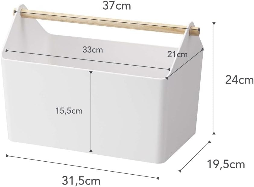 image:imageYAMAZAKI Home Storage OrganizerCleaning CaddyStorage Basket with Handle Plastic Wood One Size WhiteWhite