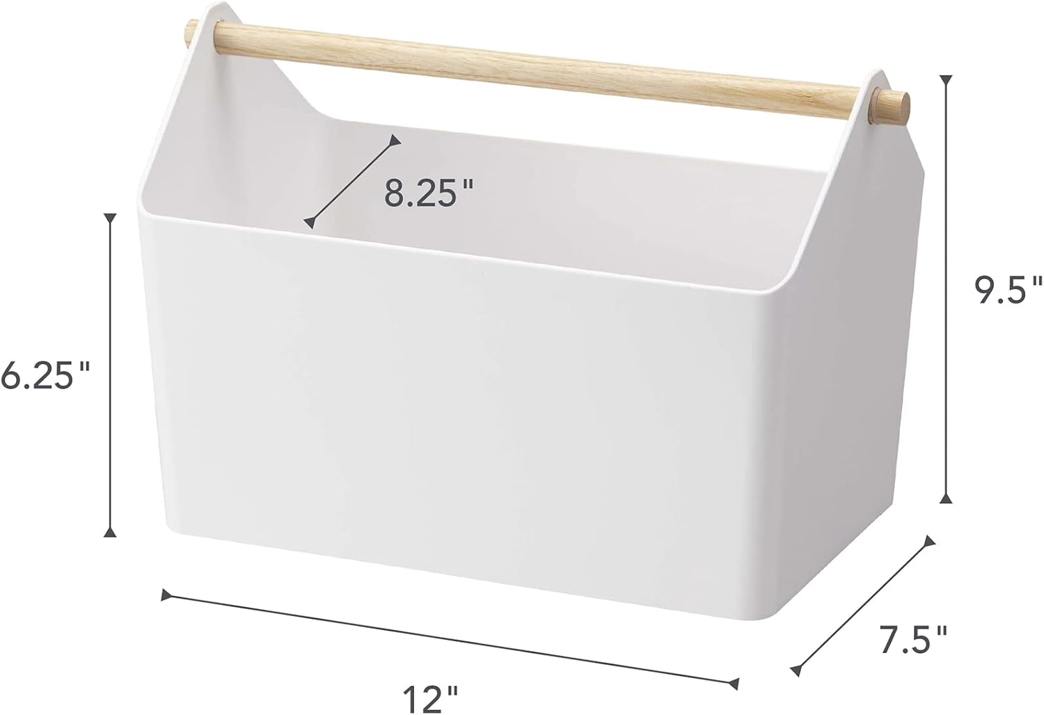 image:imageYAMAZAKI Home Storage OrganizerCleaning CaddyStorage Basket with Handle Plastic Wood One Size WhiteWhite