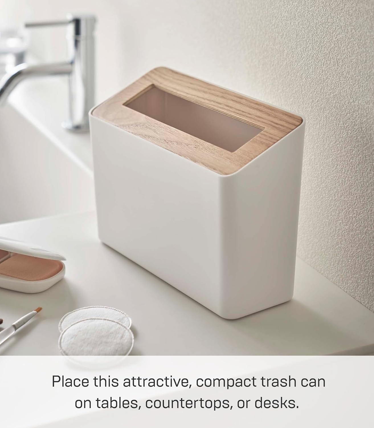 image:imageYAMAZAKI Home Table Top Trash Can No Assembly ReqWalnut