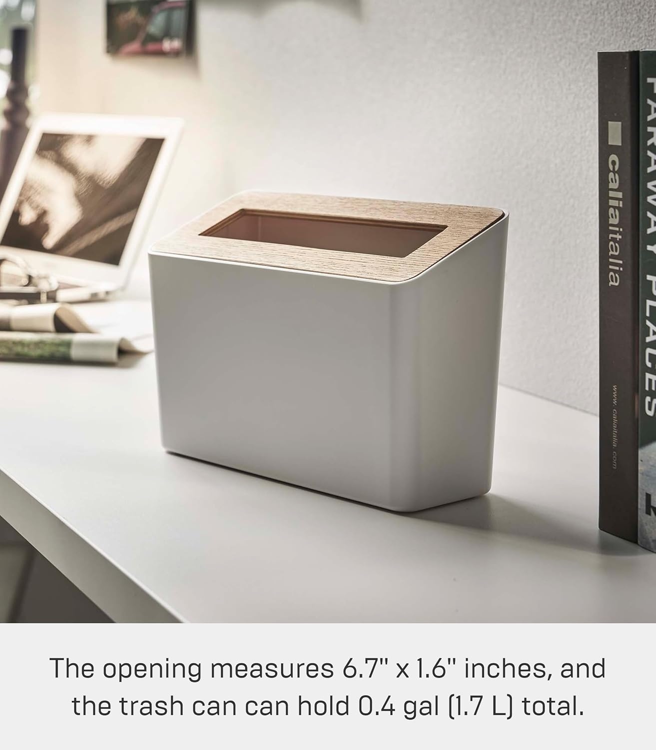 image:imageYAMAZAKI Home Table Top Trash Can No Assembly ReqWalnut