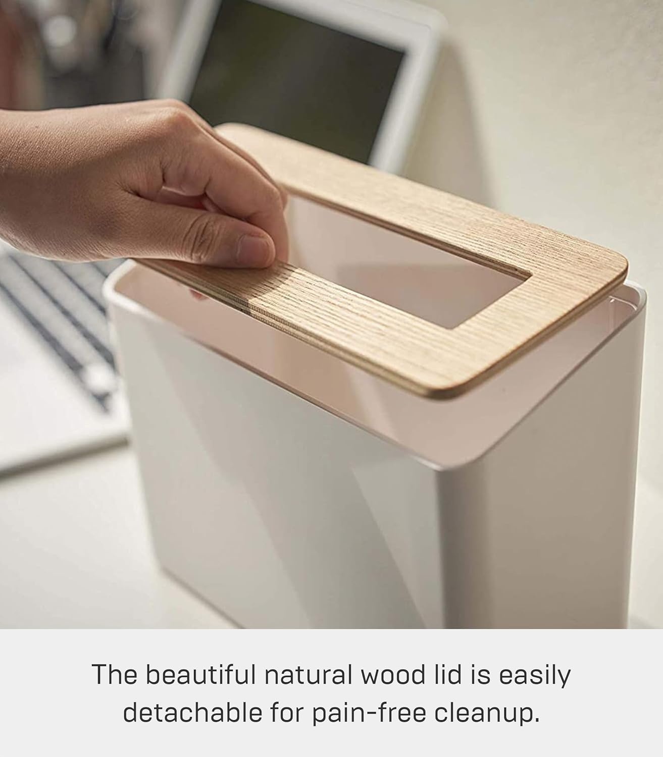 image:imageYAMAZAKI Home Table Top Trash Can No Assembly ReqWalnut