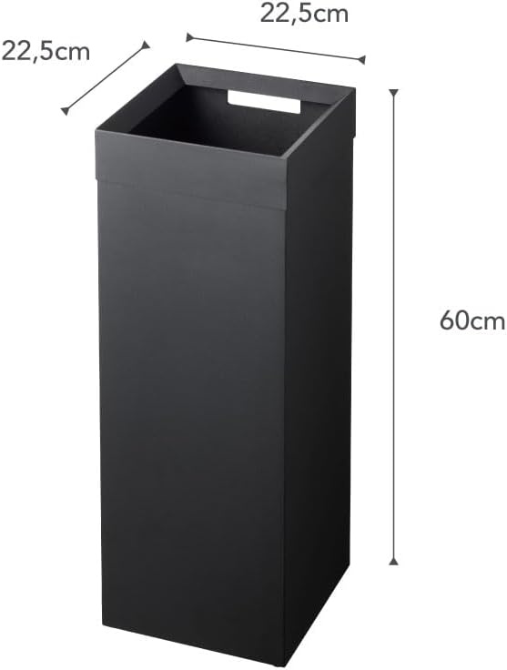 image:imageYAMAZAKI Home Tall Slim Trash Can Modern Square Steel Waste Basket with Handle White Metal Trash Can for Kitchen Bathroom or Office 725 Gallons Slim Tall DesignBlack