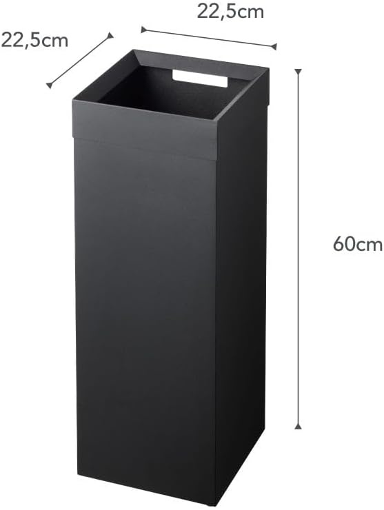 image:imageYAMAZAKI Home Tall Slim Trash Can Modern Square Steel Waste Basket with Handle White Metal Trash Can for Kitchen Bathroom or Office 725 Gallons Slim Tall DesignBlack