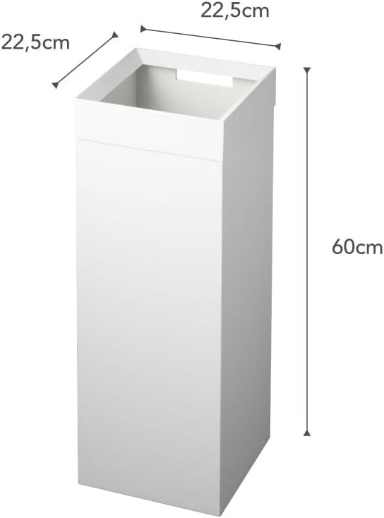 image:imageYAMAZAKI Home Tall Slim Trash Can Modern Square Steel Waste Basket with Handle White Metal Trash Can for Kitchen Bathroom or Office 725 Gallons Slim Tall DesignWhite