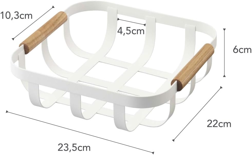 image:imageYAMAZAKI Home Tosca Fruit Basket Kitchen Decorative Metal Holder Bowl Steel WoodWhite