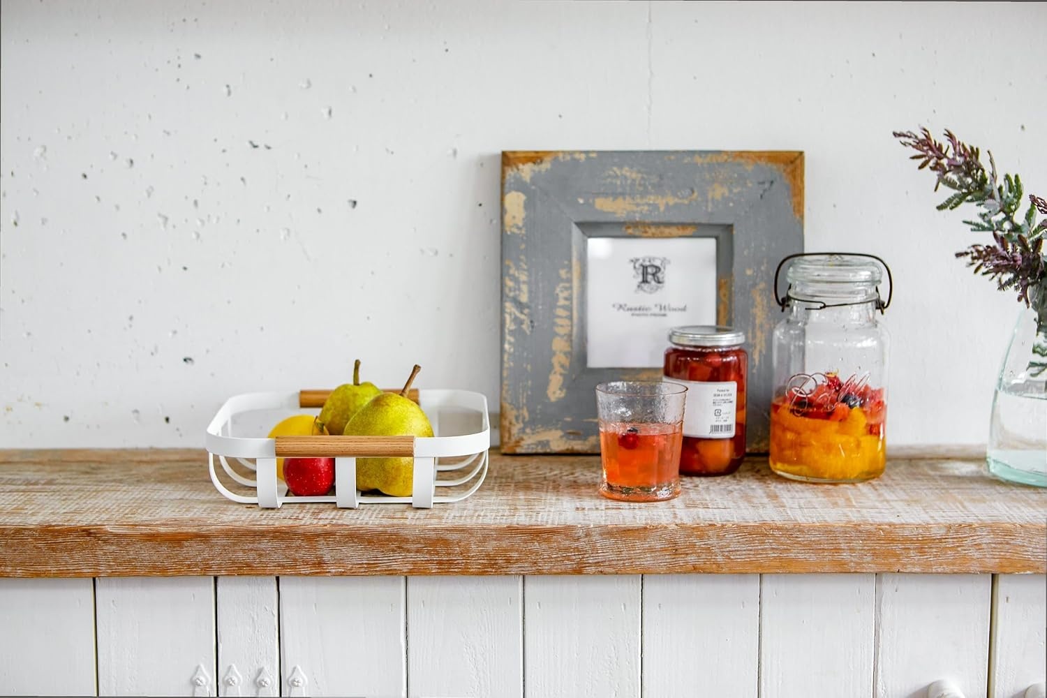 image:imageYAMAZAKI Home Tosca Fruit Basket Kitchen Decorative Metal Holder Bowl Steel WoodWhite