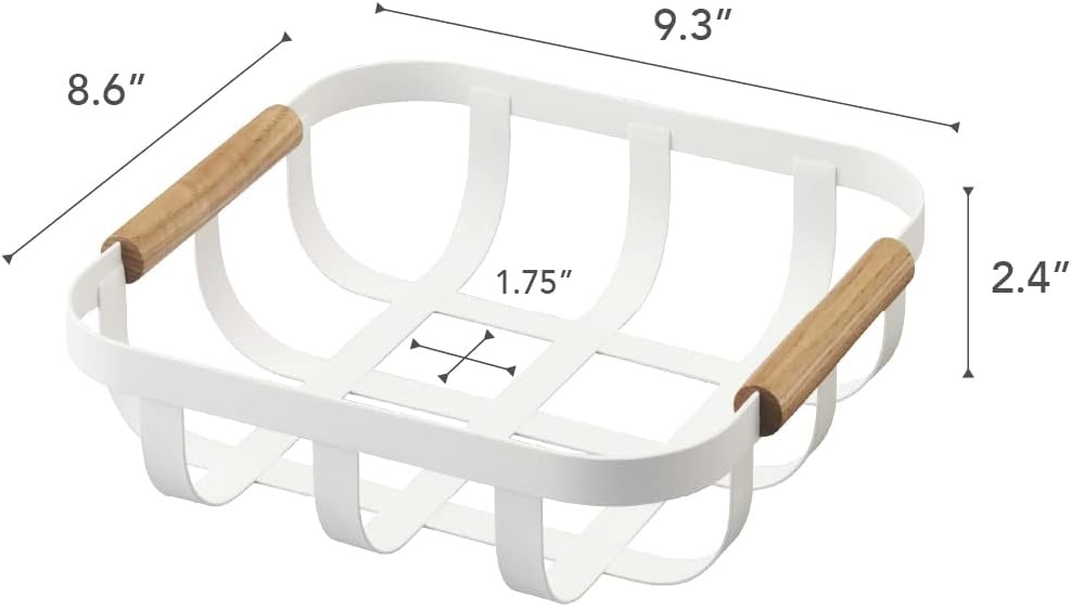 image:imageYAMAZAKI Home Tosca Fruit Basket Kitchen Decorative Metal Holder Bowl Steel WoodWhite
