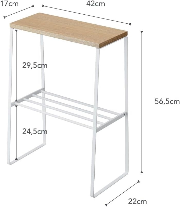 image:imageYAMAZAKI Home Tosca Narrow Living Room End Table Slim Side Storage Shelf Stand Furniture Metal and Wood Modern Skinny Accent Table 22 Steel WoodWhite