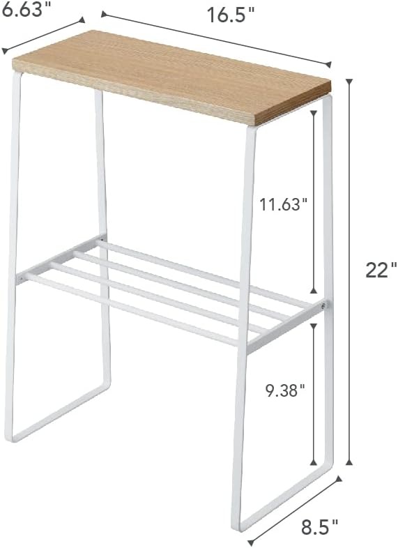 image:imageYAMAZAKI Home Tosca Narrow Living Room End Table Slim Side Storage Shelf Stand Furniture Metal and Wood Modern Skinny Accent Table 22 Steel WoodWhite