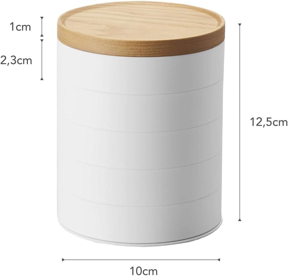 image:imageYAMAZAKI Home Tosca Stacked Accessory Trays With Wooden Lid Open Abs PlasticOpen