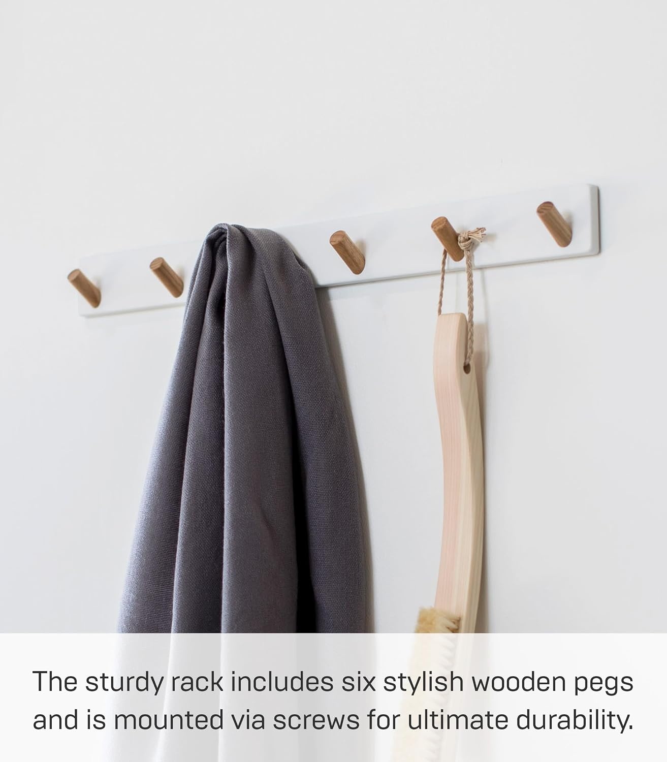 image:imageYAMAZAKI Home Tosca WallMounted Saving Coat Hanger Modern Jacket Holder Steel WoodWhite