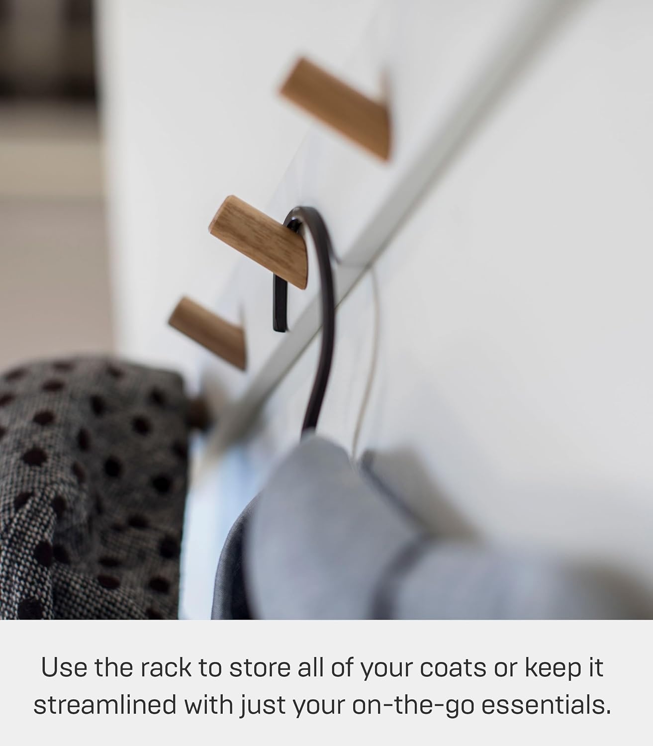 image:imageYAMAZAKI Home Tosca WallMounted Saving Coat Hanger Modern Jacket Holder Steel WoodWhite