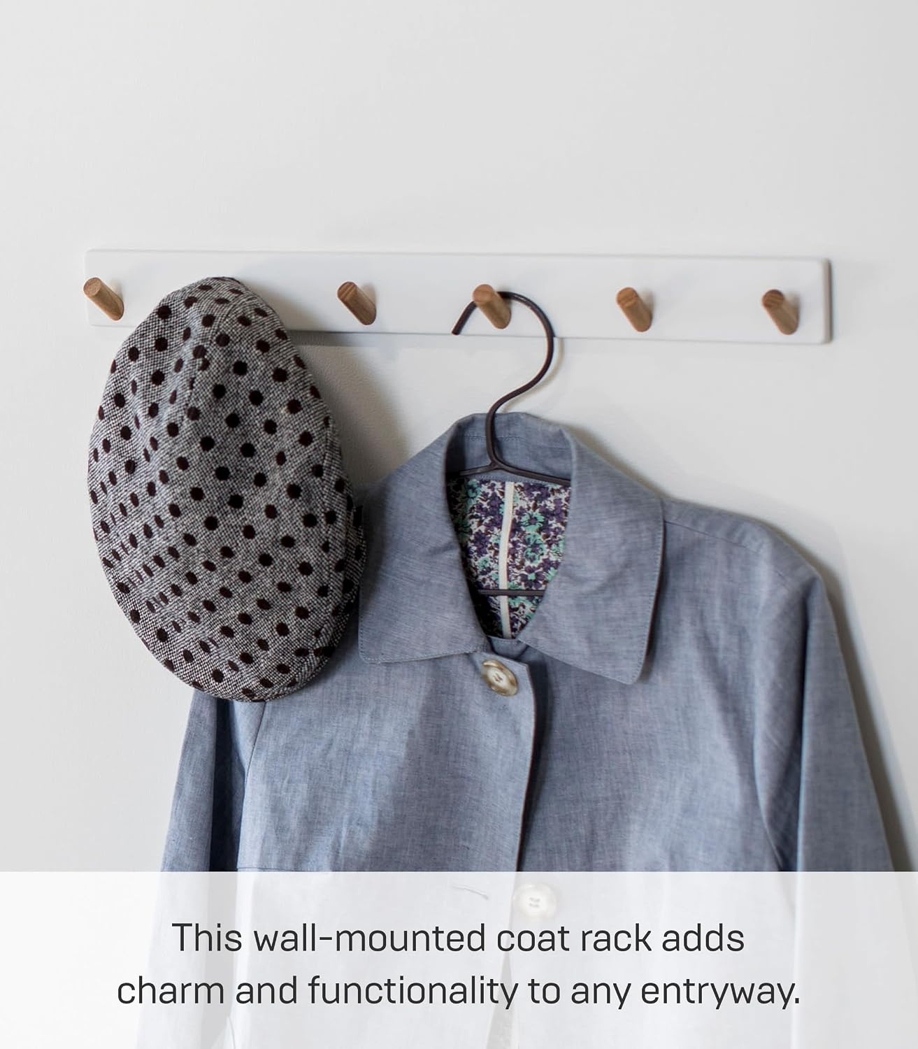 image:imageYAMAZAKI Home Tosca WallMounted Saving Coat Hanger Modern Jacket Holder Steel WoodWhite