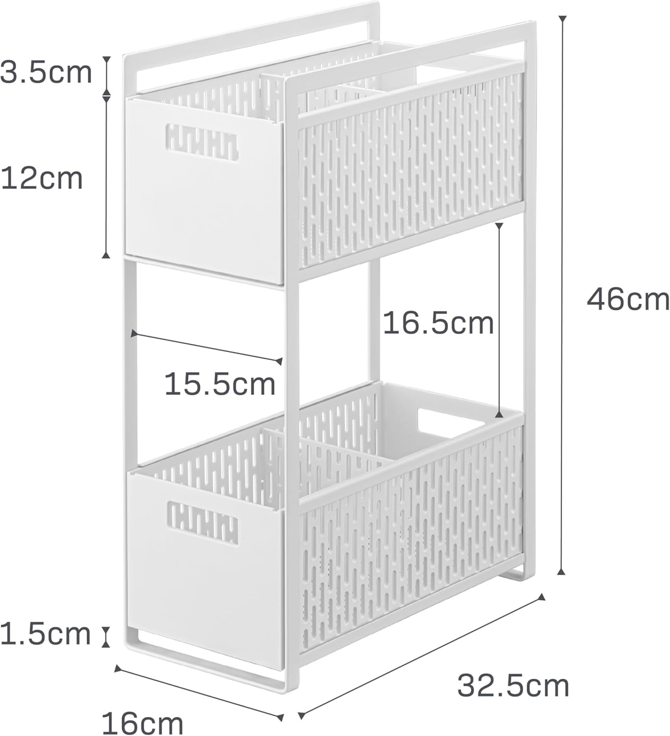 image:imageYAMAZAKI Home Tower 2 Tier Sliding Baskets Organizer Rack for Pantry Or Under Sink Storage SpaceSaving Solution for Spices Cans Cleaning Goods Abs Plastic Black