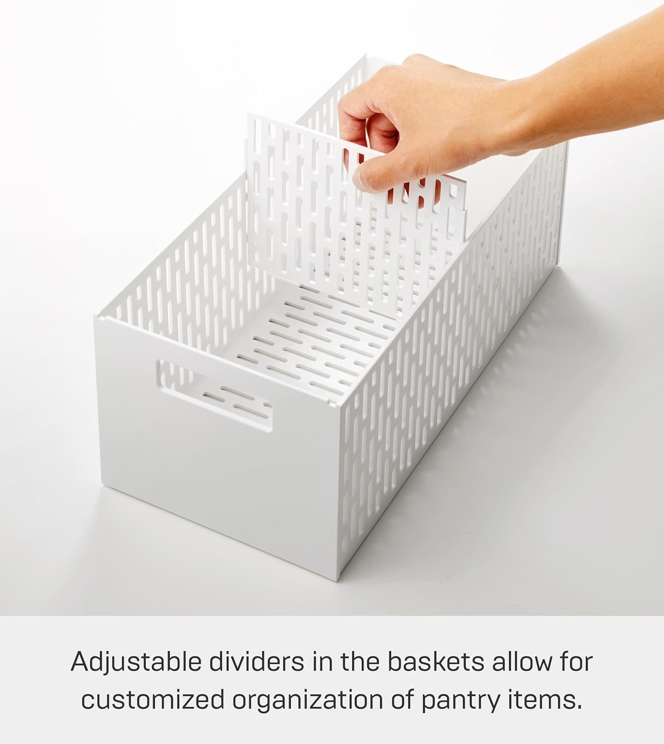 image:imageYAMAZAKI Home Tower 2 Tier Sliding Baskets Organizer Rack for Pantry Or Under Sink Storage SpaceSaving Solution for Spices Cans Cleaning Goods Abs Plastic White