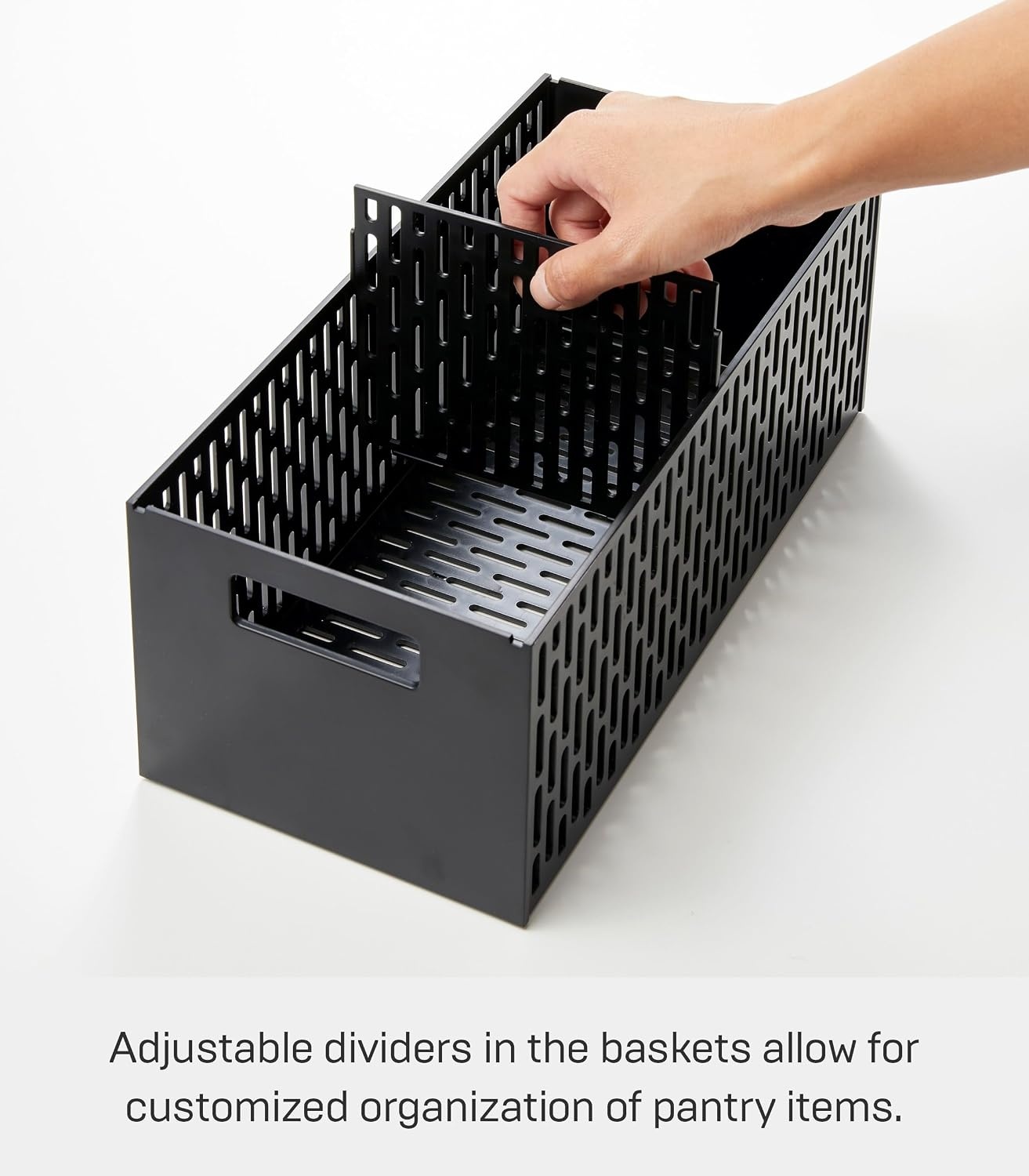 image:imageYAMAZAKI Home Tower 2 Tier Sliding Baskets Organizer Rack for Pantry Or Under Sink Storage SpaceSaving Solution for Spices Cans Cleaning Goods Abs Plastic Black