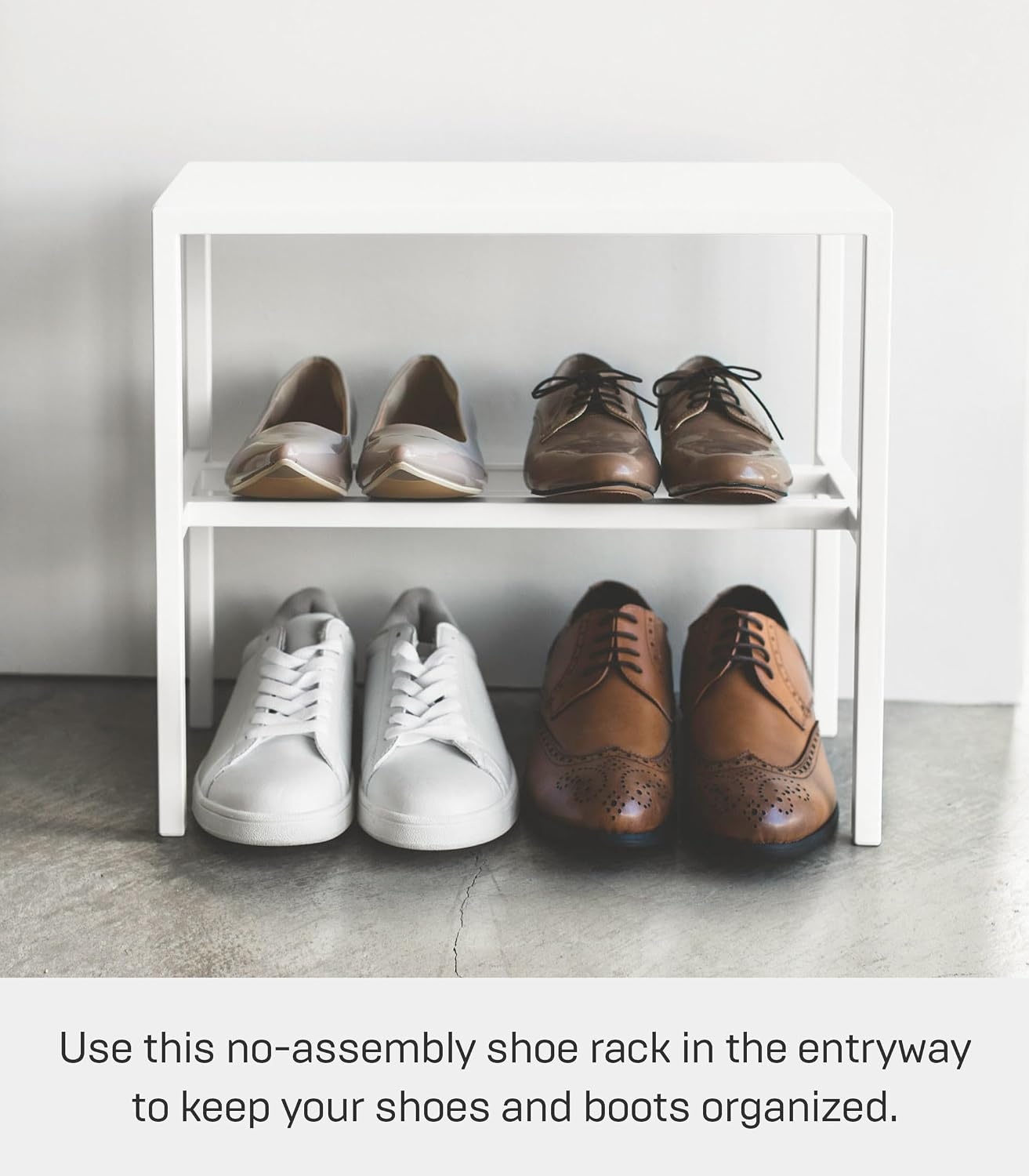 image:imageYAMAZAKI Home Tower 2Tier Entryway Shoe Organizer 16 Steel Holds 4 Pairs Of Shoes