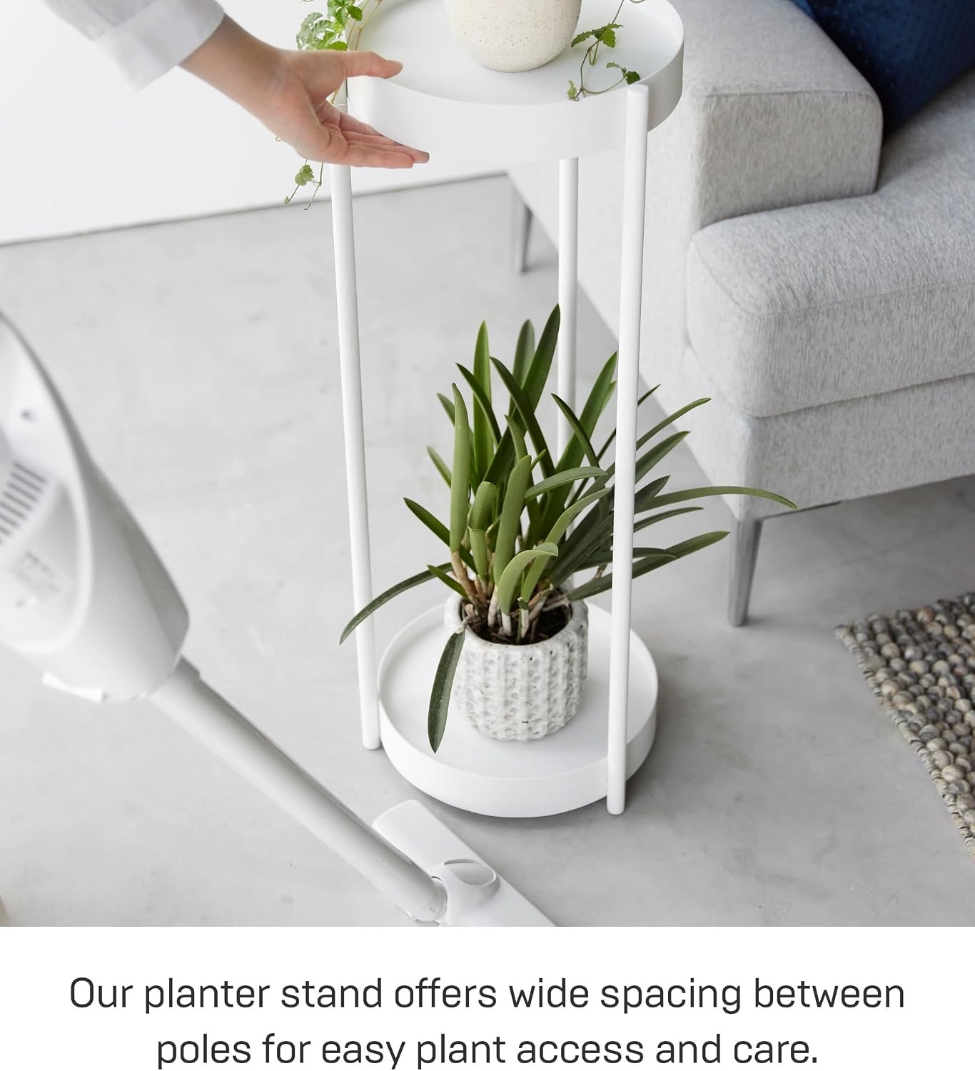 image:imageYAMAZAKI Home Tower 2Tier Planter Stand With Casters Easy Transport amp Cleaning 28 SteelWhite