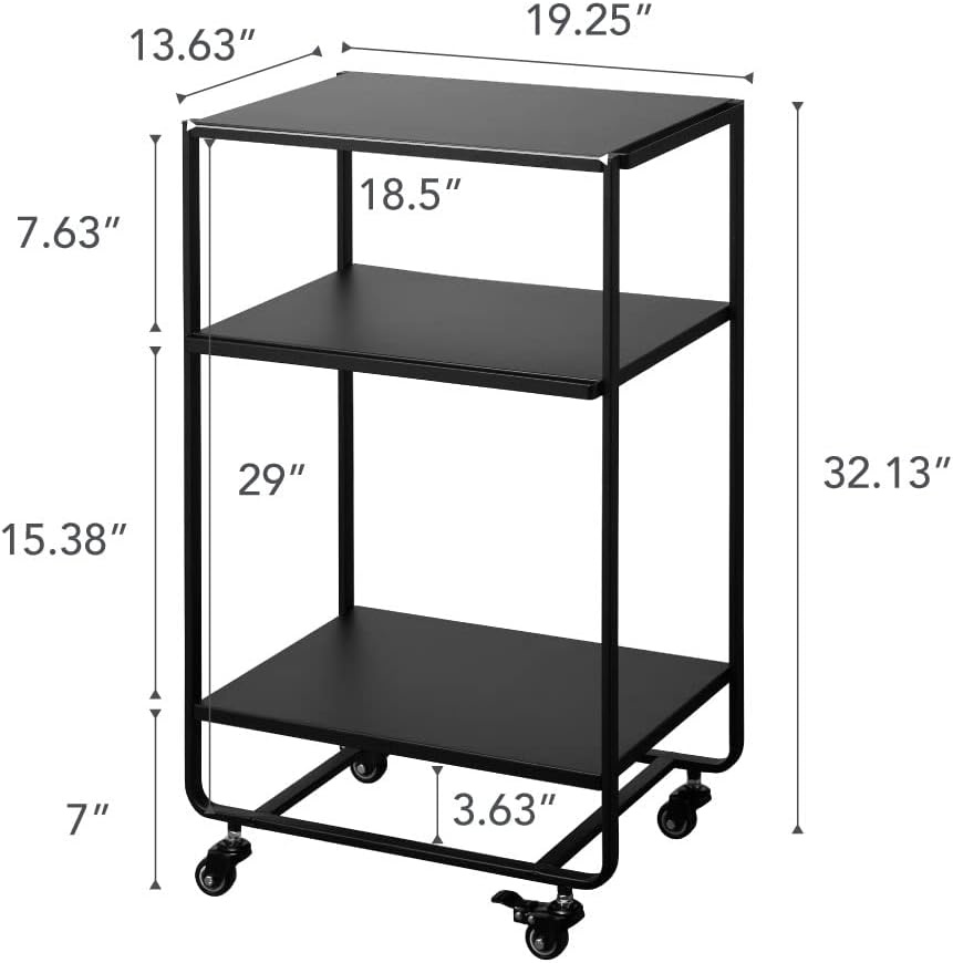 image:imageYAMAZAKI Home Tower 3Tier Trolley Rolling Metal HeavyDuty Storage Cart Organizer with CastersUtility Cart for KitchenBathroom 32 Steel Black