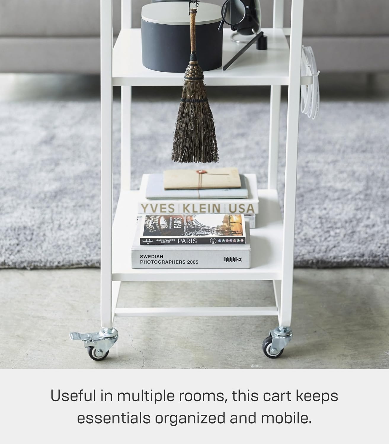 image:imageYAMAZAKI Home Tower 3Tier Trolley Rolling Metal HeavyDuty Storage Cart Organizer with CastersUtility Cart for KitchenBathroom 32 Steel White