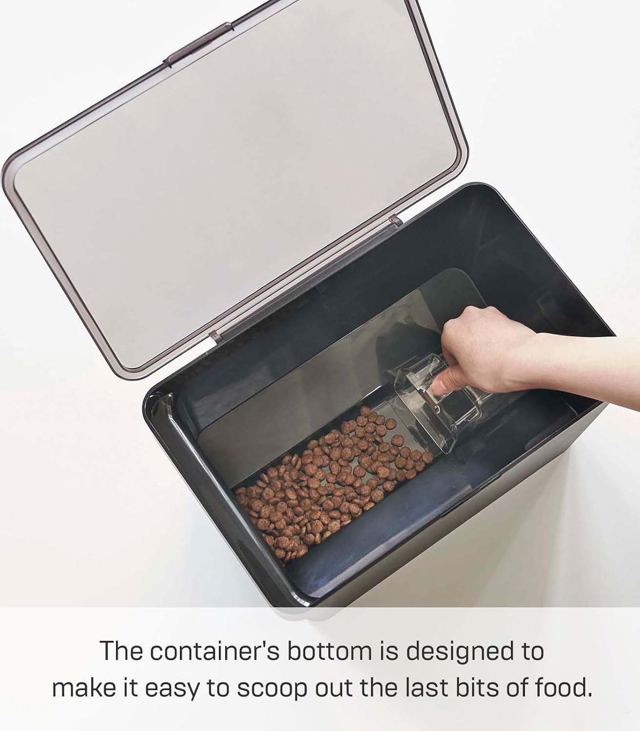 image:imageYAMAZAKI Home Tower Airtight Pet Food Storage Container Cat And Dog Food Holder Bin With Transparent Lid And Handle Medium Polypropylene 8 Lbs 16 Gallons 6 QuartsWhiteBlack