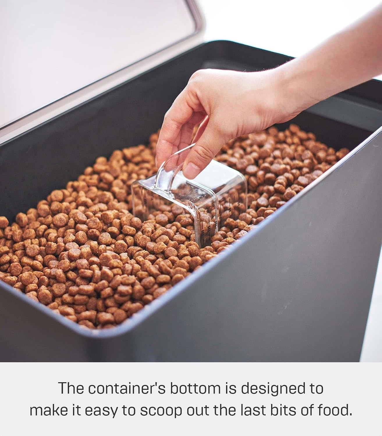 image:imageYAMAZAKI Home Tower Airtight Pet Food Storage Container Cat And Dog Food Holder Bin With Transparent Lid And Handle Medium Polypropylene 8 Lbs 16 Gallons 6 QuartsWhiteBlack
