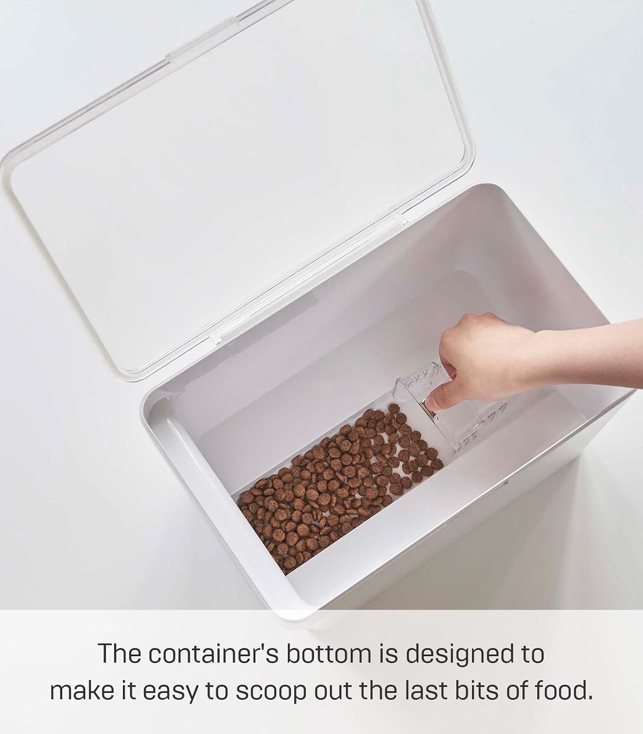image:imageYAMAZAKI Home Tower Airtight Pet Food Storage Container Cat And Dog Food Holder Bin With Transparent Lid And Handle Medium Polypropylene 8 Lbs 16 Gallons 6 QuartsWhiteWhite