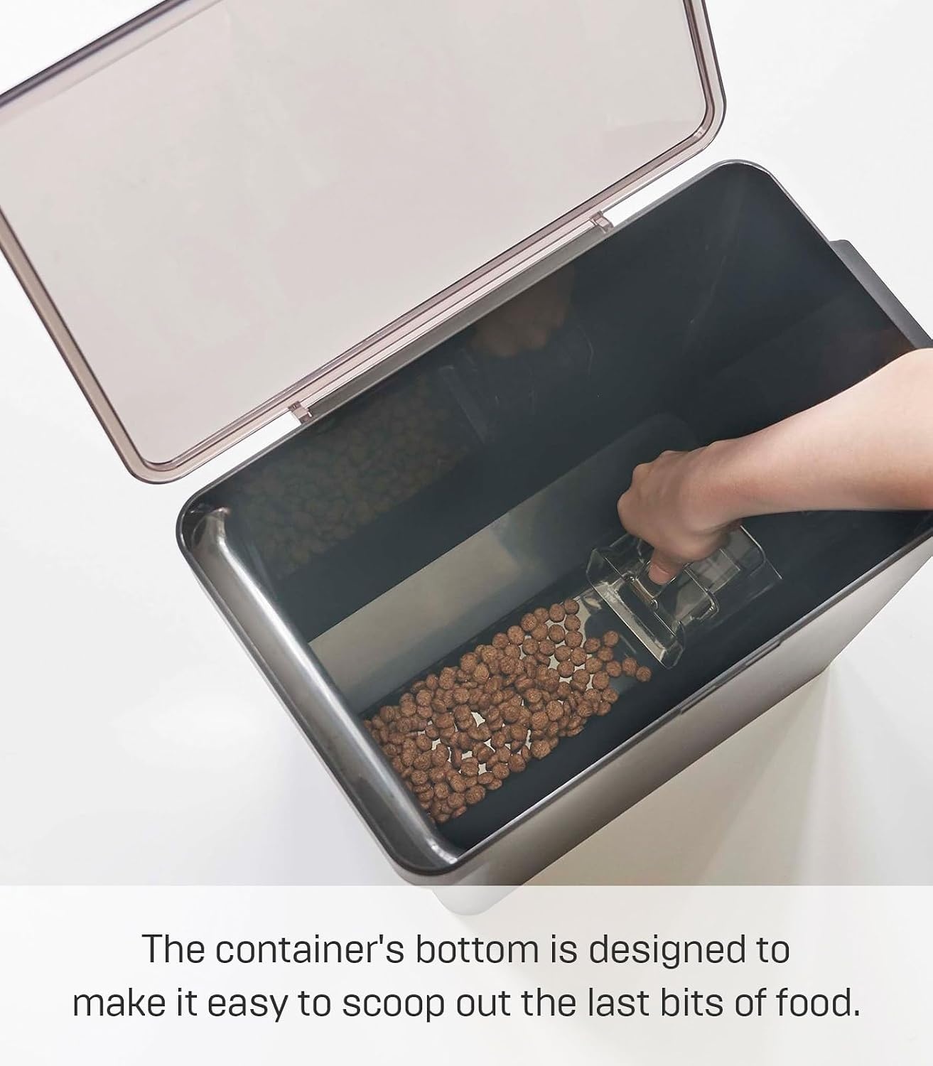 image:imageYAMAZAKI Home Tower Airtight Pet Food Storage Container Cat And Dog Food Holder Bin With Transparent Lid And Handle Medium Polypropylene 8 Lbs 16 Gallons 6 QuartsWhiteBlack
