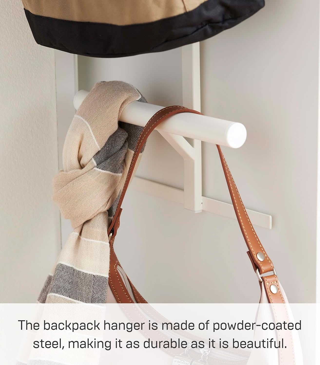 image:imageYAMAZAKI Home Tower Backpack Over The Door Hanger for Closet Or Bedroom TwoTiered Bookbag Metal Storage Rack Easy Installation SteelWhite