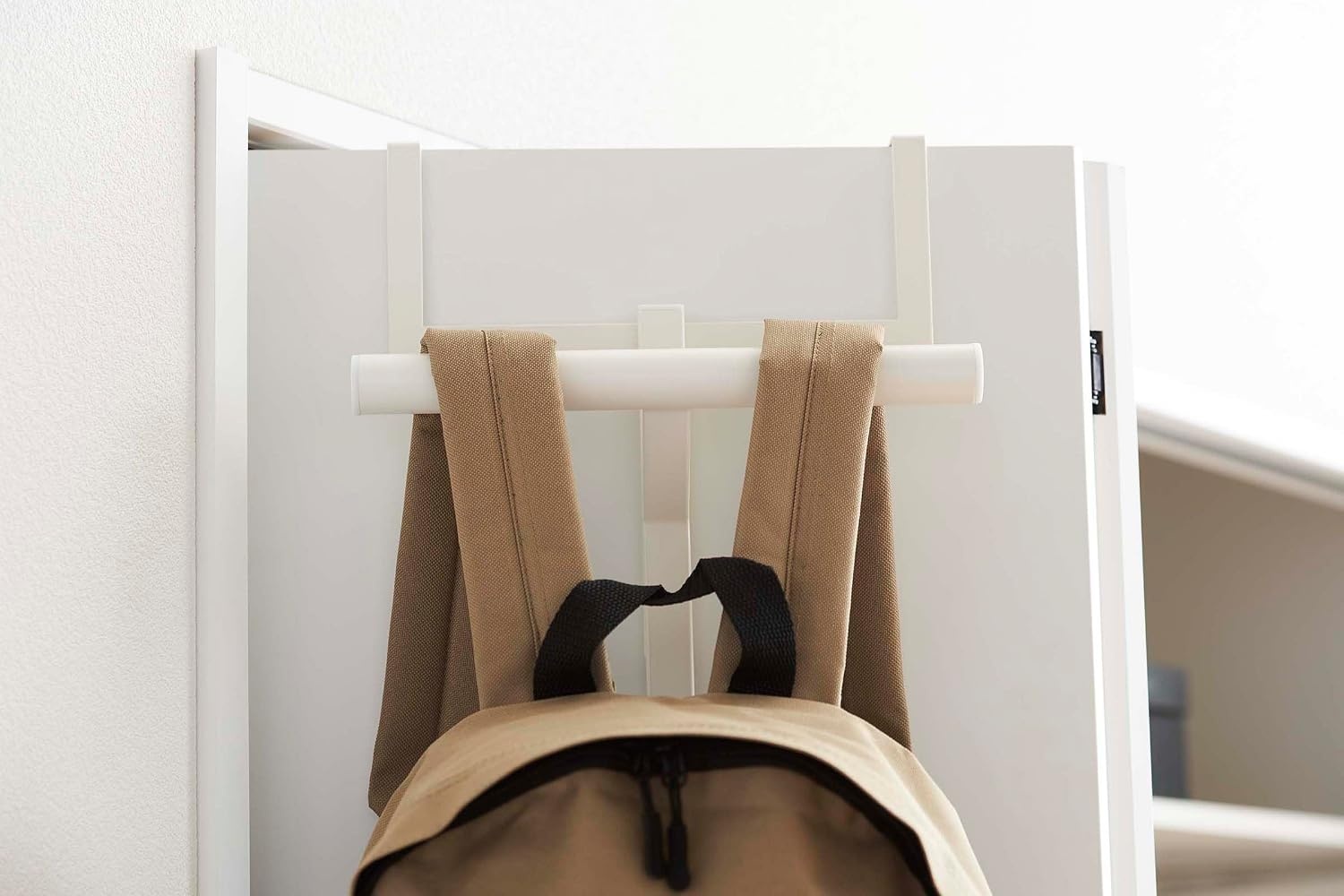 image:imageYAMAZAKI Home Tower Backpack Over The Door Hanger for Closet Or Bedroom TwoTiered Bookbag Metal Storage Rack Easy Installation SteelWhite