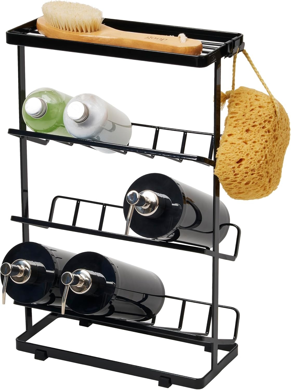 image:imageYAMAZAKI Home Tower Bath Rack Bathroom Shower Storage Holder Caddy Shelf Organizer Medium 17 Steel Holds Up to 9 DispensersBlack