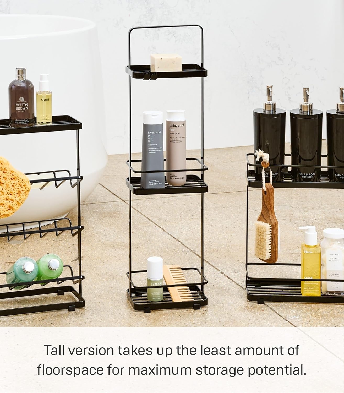 image:imageYAMAZAKI Home Tower Bath Rack Bathroom Shower Storage Holder Caddy Shelf Organizer Medium 17 Steel Holds Up to 9 DispensersBlack