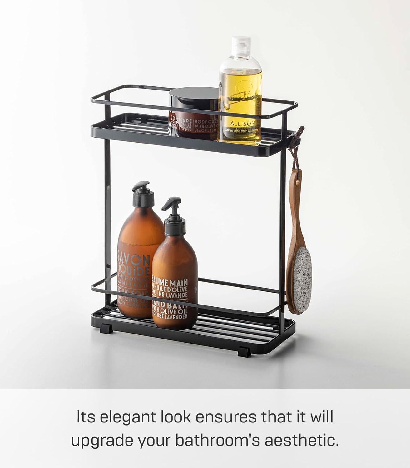 image:imageYAMAZAKI Home Tower Bath Rack Bathroom Shower Storage Holder Caddy Shelf Organizer Medium 17 Steel Holds Up to 9 DispensersBlack