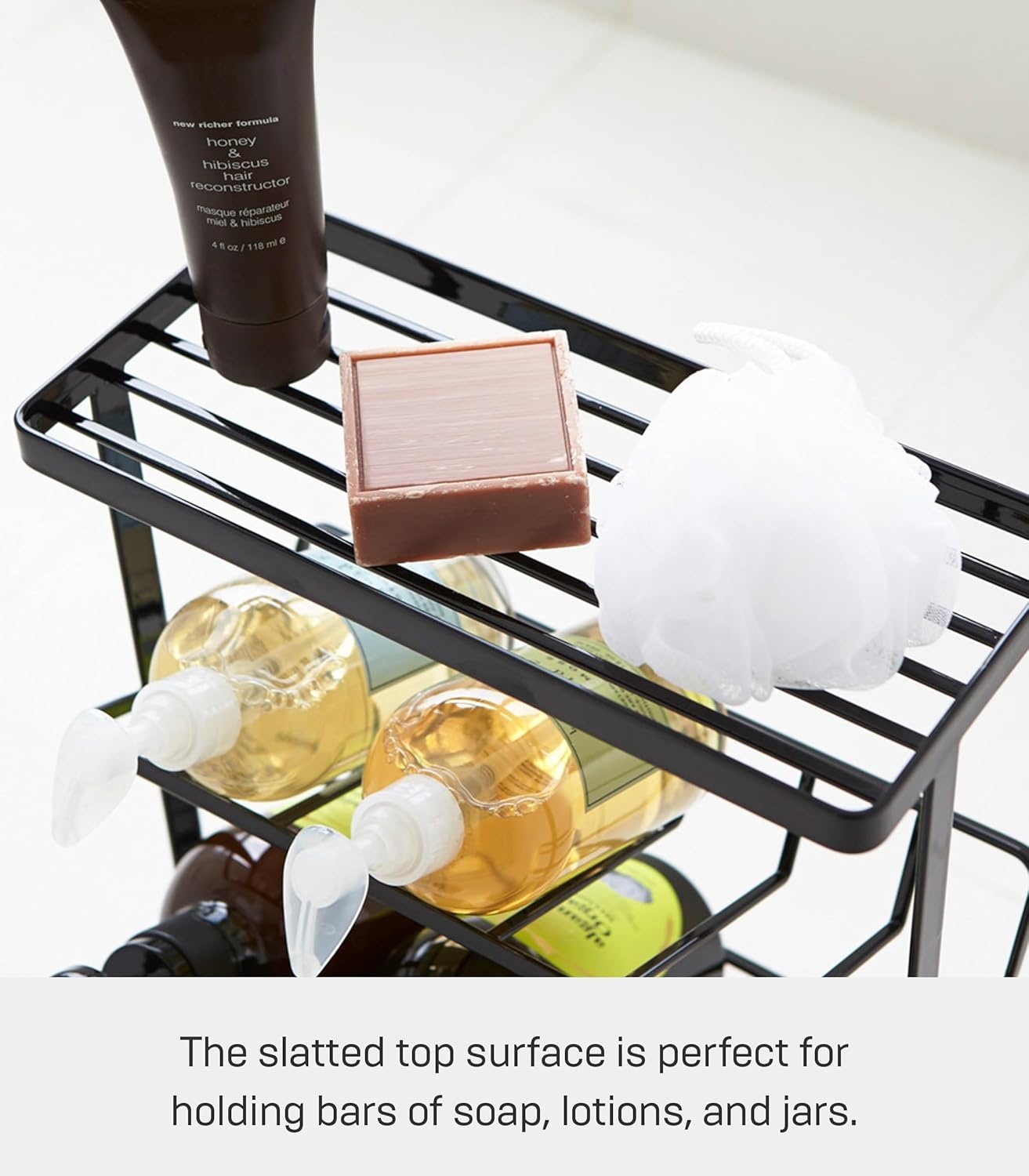 image:imageYAMAZAKI Home Tower Bath Rack Bathroom Shower Storage Holder Caddy Shelf Organizer Medium 17 Steel Holds Up to 9 DispensersBlack