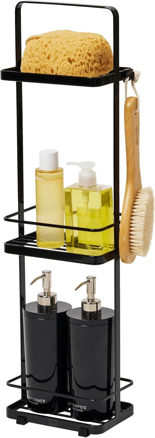 image:imageYAMAZAKI Home Tower Bath Rack Bathroom Shower Storage Holder Caddy Shelf Organizer Medium 17 Steel Holds Up to 9 DispensersBlack