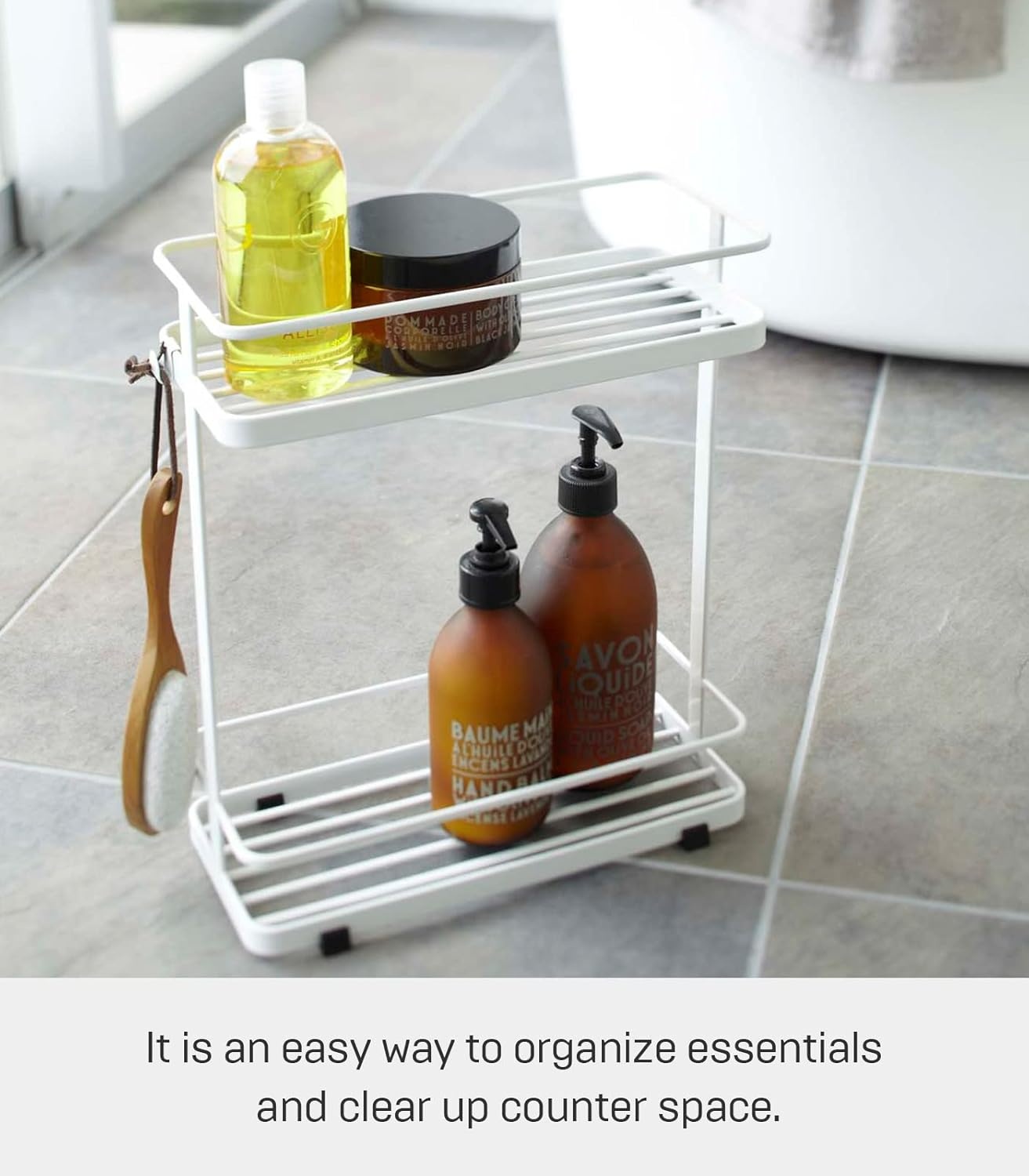 image:imageYAMAZAKI Home Tower Bath Rack Bathroom Shower Storage Holder Caddy Shelf Organizer Medium 17 Steel Holds Up to 9 DispensersWhite