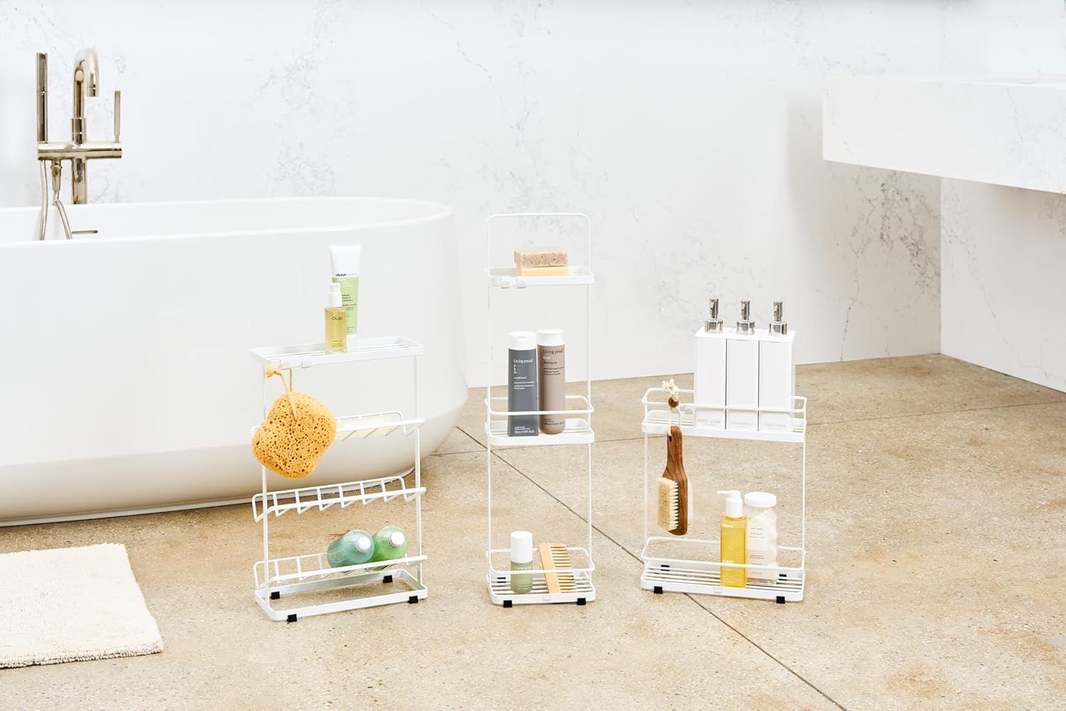 image:imageYAMAZAKI Home Tower Bath Rack Bathroom Shower Storage Holder Caddy Shelf Organizer Medium 17 Steel Holds Up to 9 DispensersWhite