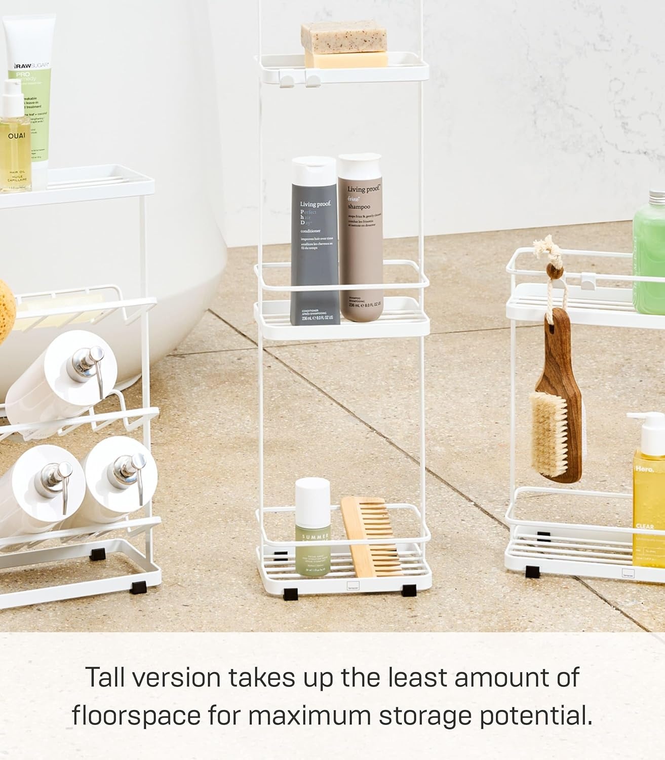 image:imageYAMAZAKI Home Tower Bath Rack Bathroom Shower Storage Holder Caddy Shelf Organizer Medium 17 Steel Holds Up to 9 DispensersWhite
