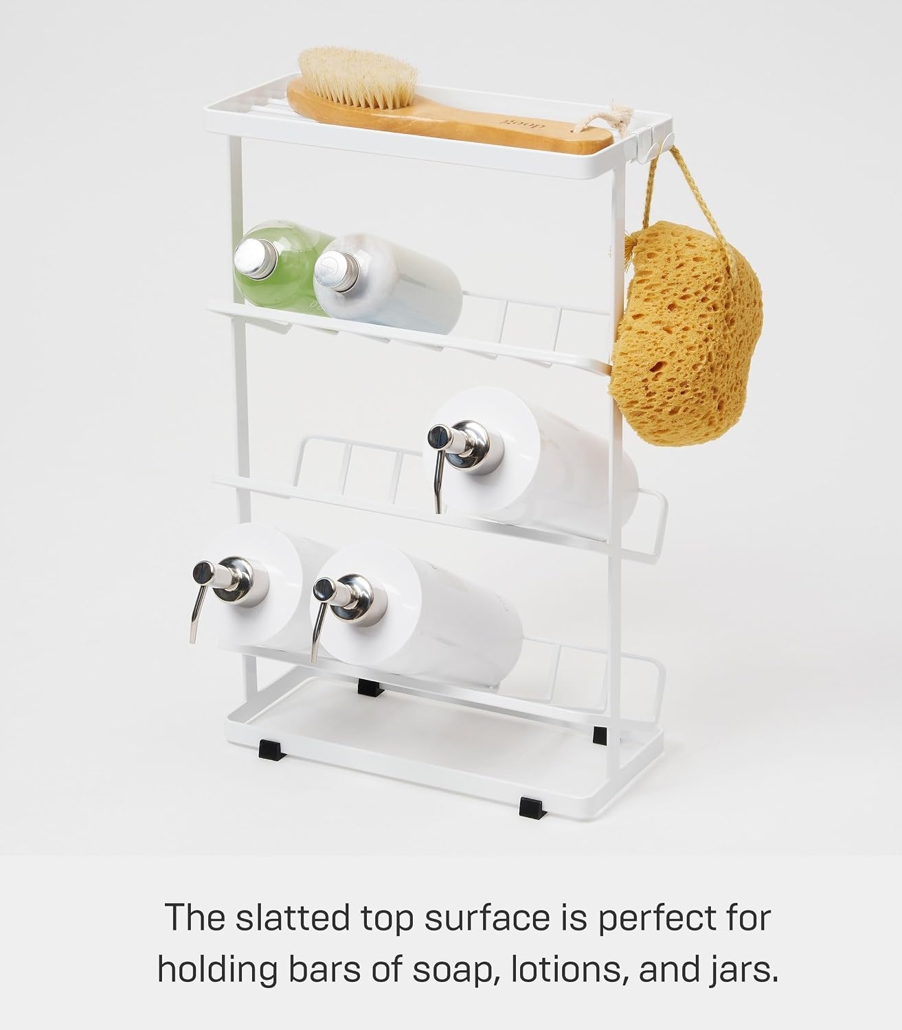 image:imageYAMAZAKI Home Tower Bath Rack Bathroom Shower Storage Holder Caddy Shelf Organizer Medium 17 Steel Holds Up to 9 DispensersWhite