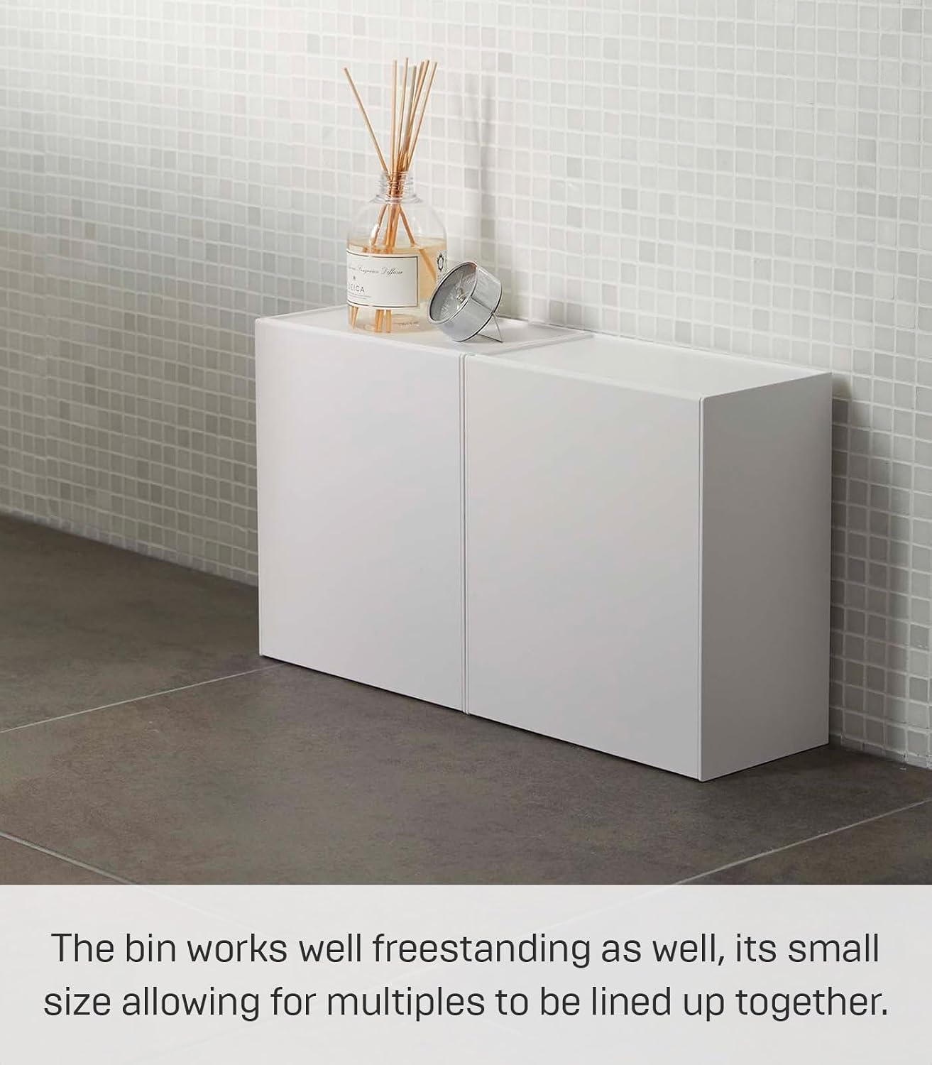 image:imageYAMAZAKI Home Tower Compact Wall Bin With Lid amp Tray Small Storage Container or Waste Holder for Bathroom amp KitchenWhite