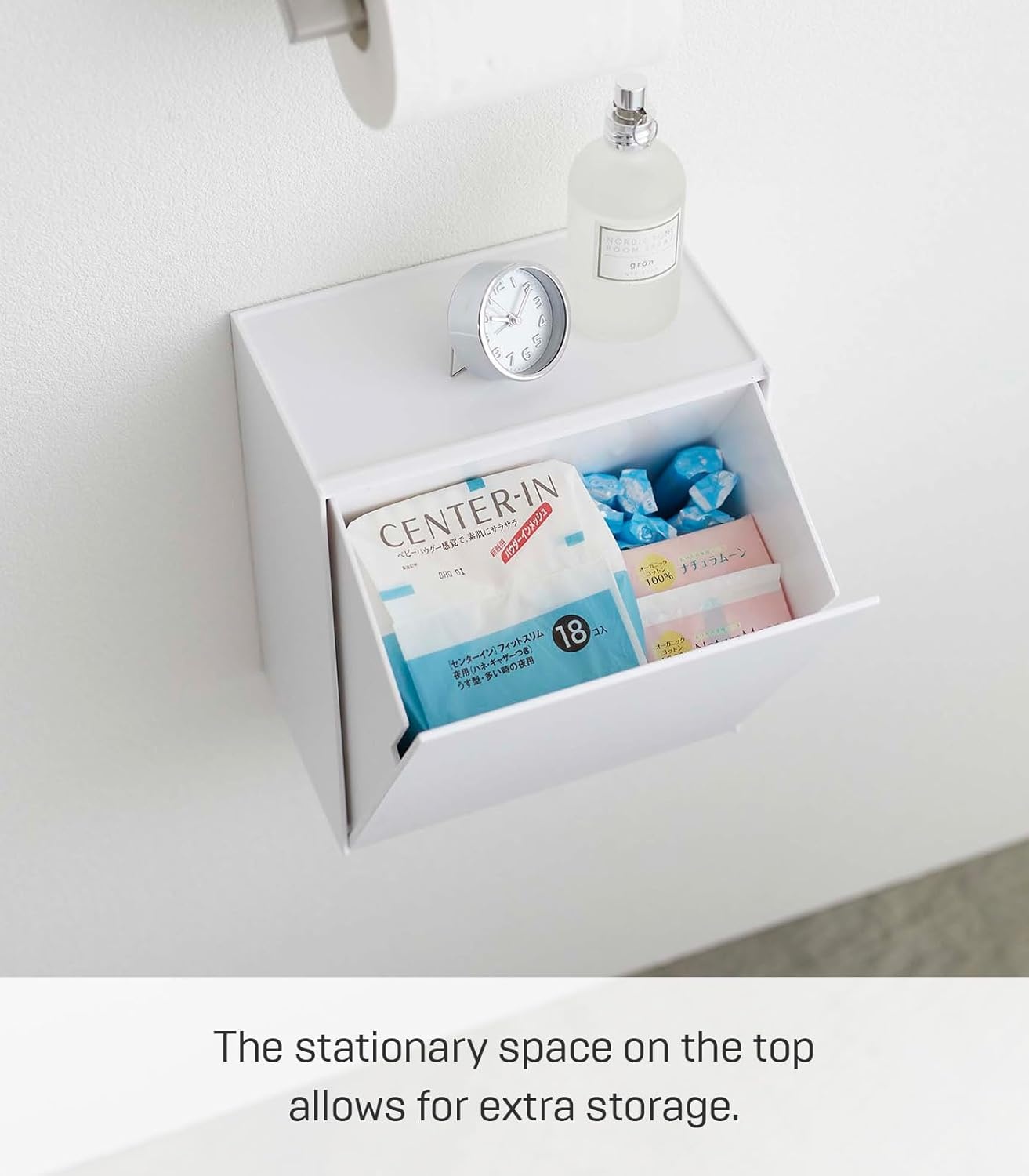 image:imageYAMAZAKI Home Tower Compact Wall Bin With Lid amp Tray Small Storage Container or Waste Holder for Bathroom amp KitchenWhite
